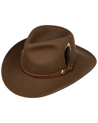 Hazel coloured Stetson Norbeck Western Wool Hat on white background 