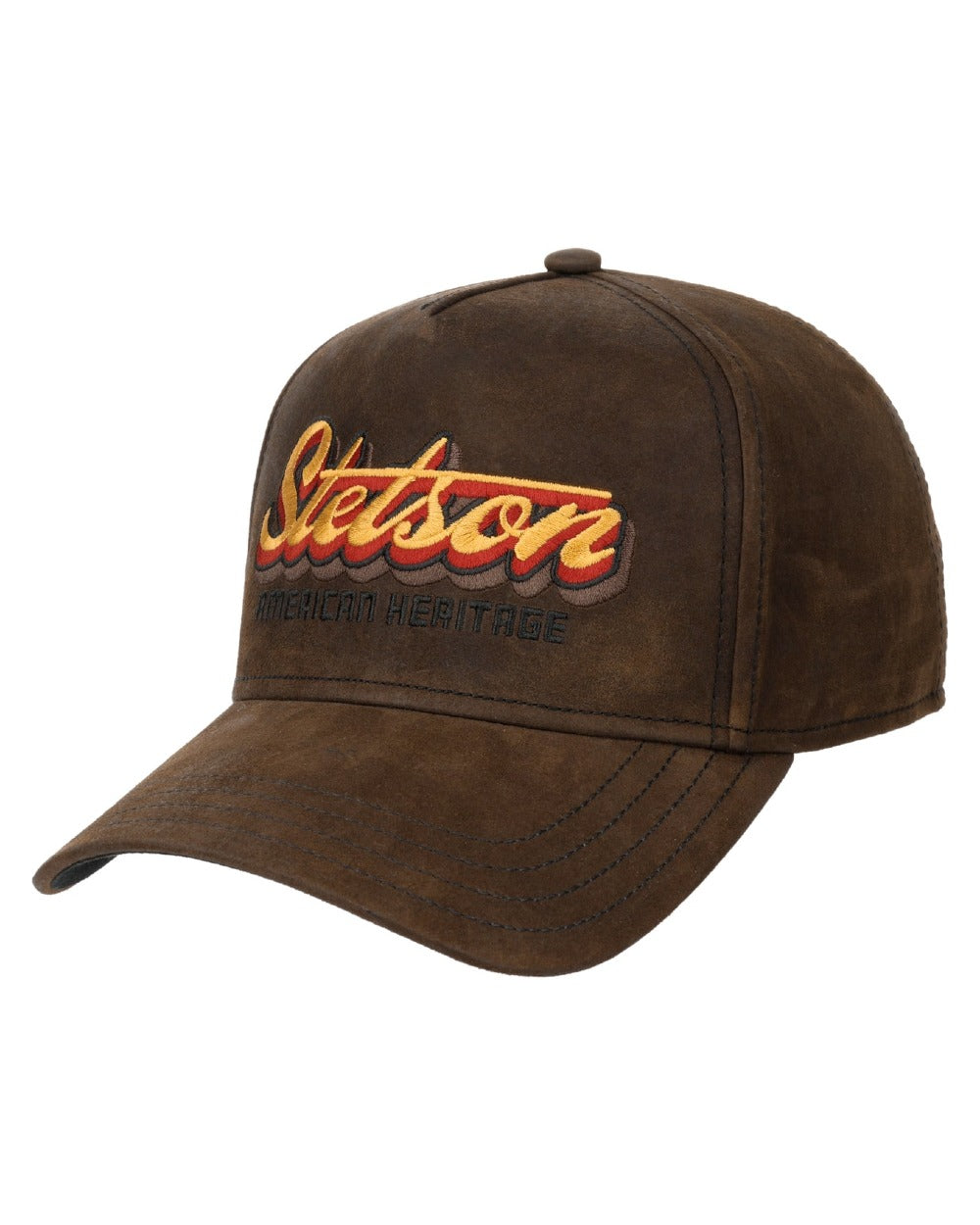 Mud coloured Stetson Oily Goat Suede Cap on white background 