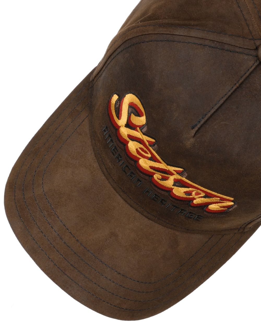 Mud coloured Stetson Oily Goat Suede Cap on white background 