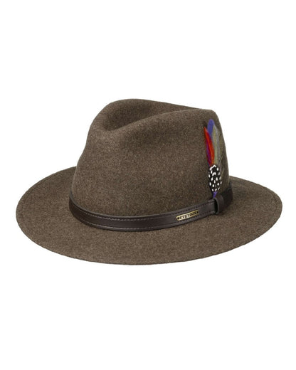 Brown Coloured Stetson Powell Traveller Felt Hat On A White Background 