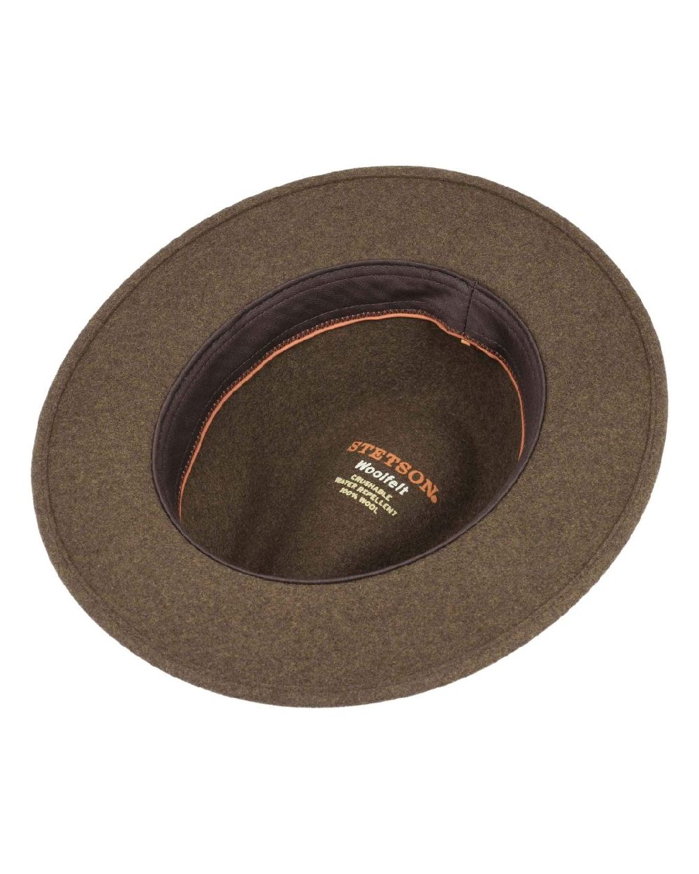 Brown Coloured Stetson Powell Traveller Felt Hat On A White Background 