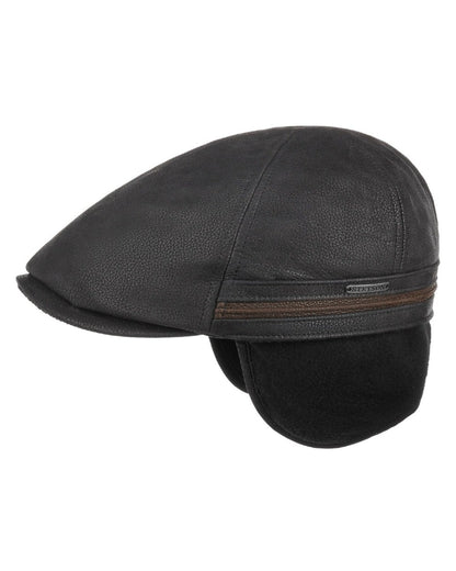 Black Brown coloured Stetson Redding Earflap Cap on white background 