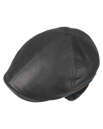 Black Brown coloured Stetson Redding Earflap Cap on white background 