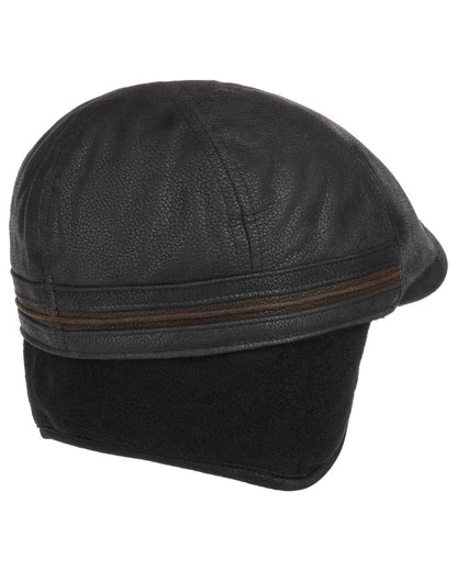 Black Brown coloured Stetson Redding Earflap Cap on white background 