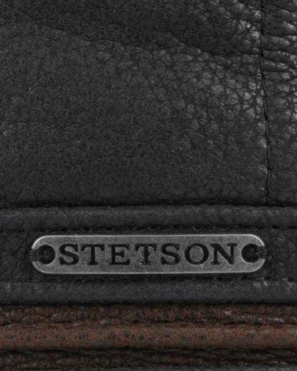 Black Brown coloured Stetson Redding Earflap Cap on white background 