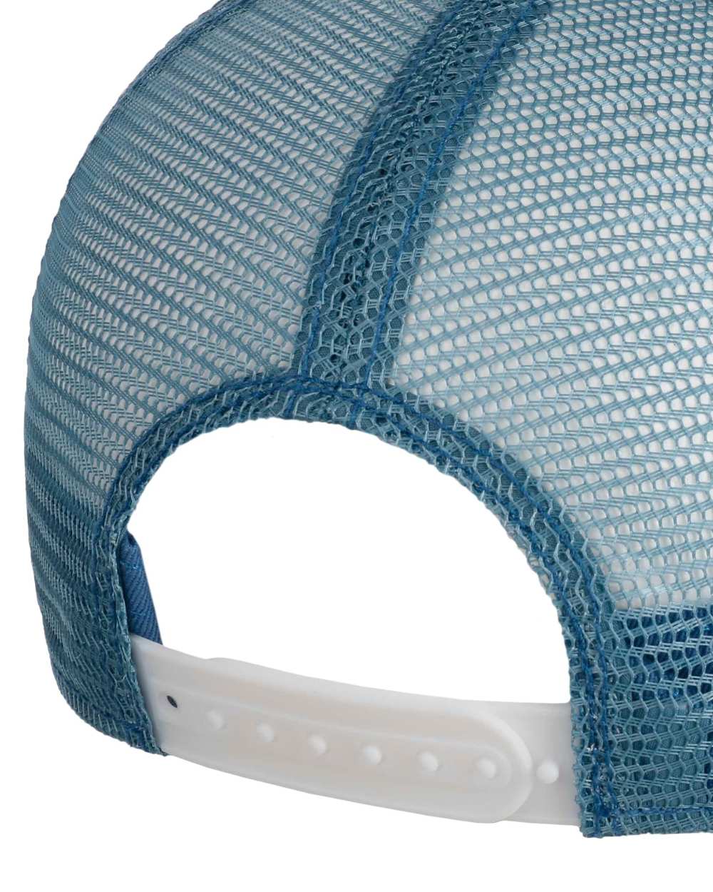 Blue Off White coloured Stetson Since 1865 Vintage Trucker Cap on white background 