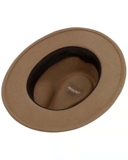Chestnut coloured Stetson Soft Felt Traveller Wool Hat on white background 