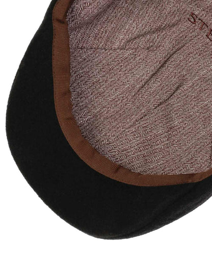 Black coloured Stetson Texas Wool Gatsby Cap on white background 