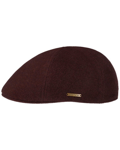 Burgundy coloured Stetson Texas Wool Gatsby Cap on white background 
