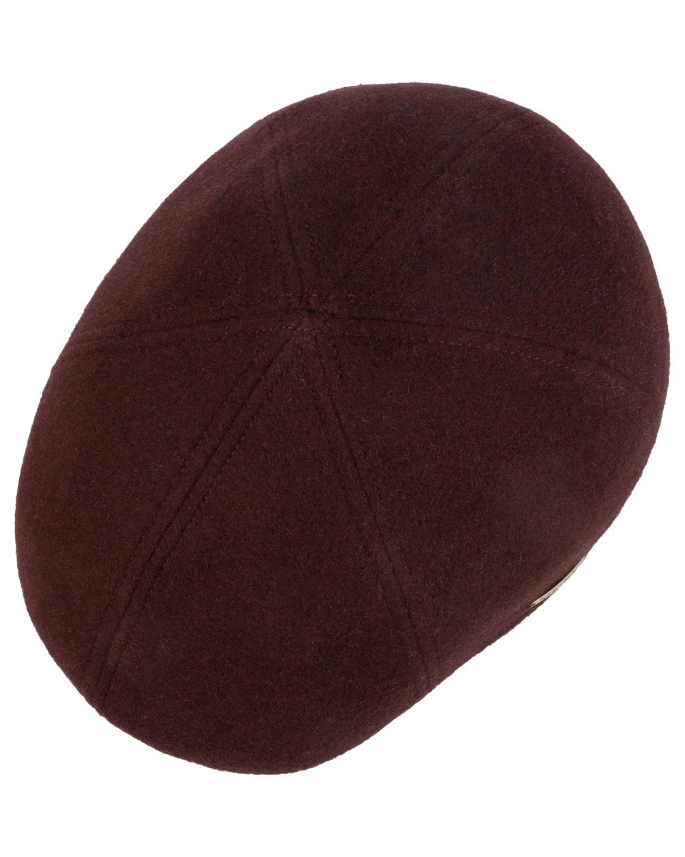 Burgundy coloured Stetson Texas Wool Gatsby Cap on white background 