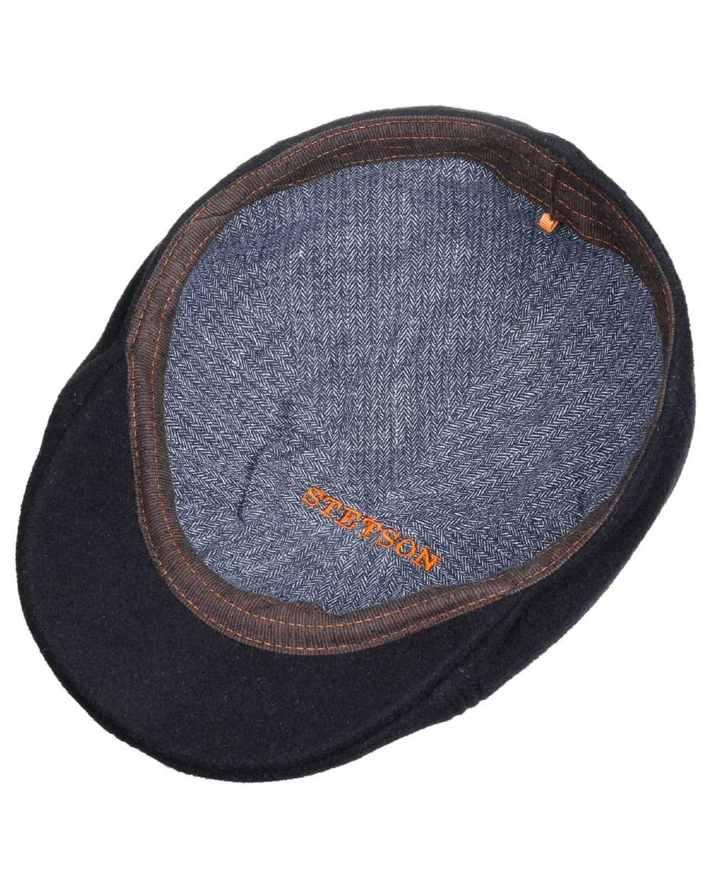 Navy coloured Stetson Texas Wool Gatsby Cap on white background 
