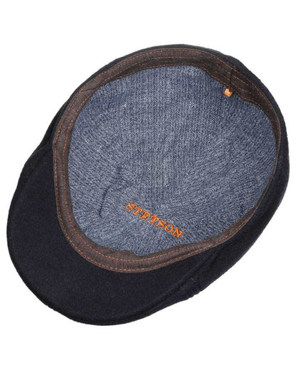 Navy coloured Stetson Texas Wool Gatsby Cap on white background 