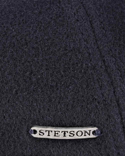 Navy coloured Stetson Texas Wool Gatsby Cap on white background 