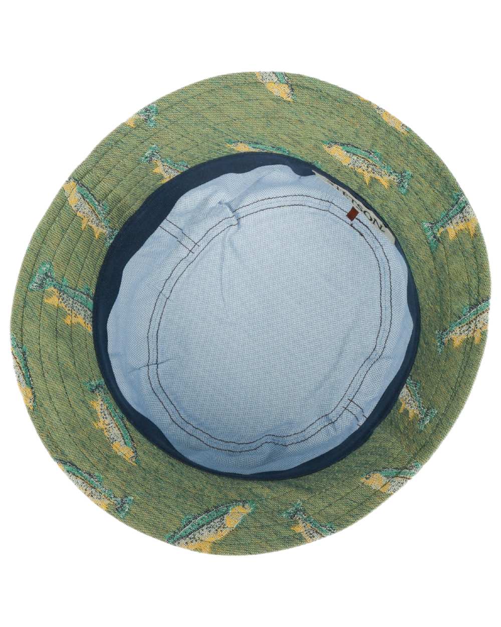Green Blue Coloured Stetson Trouts Bucket Hat on white background 