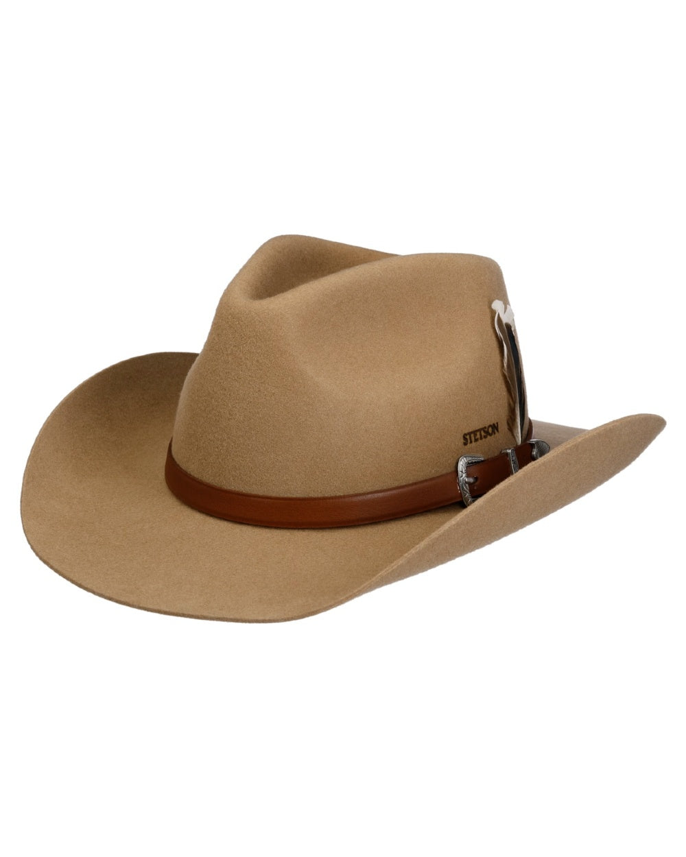 Light Almond coloured Stetson Limington Western Wool Hat on white background 