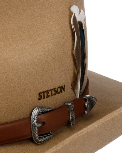 Light Almond coloured Stetson Limington Western Wool Hat on white background 