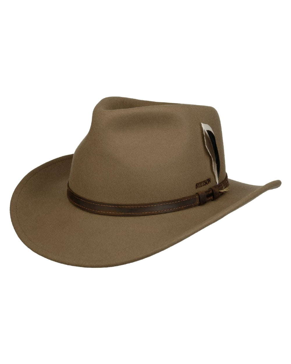 Dried Herb coloured Stetson Mobridge Western Wool Hat on white background 