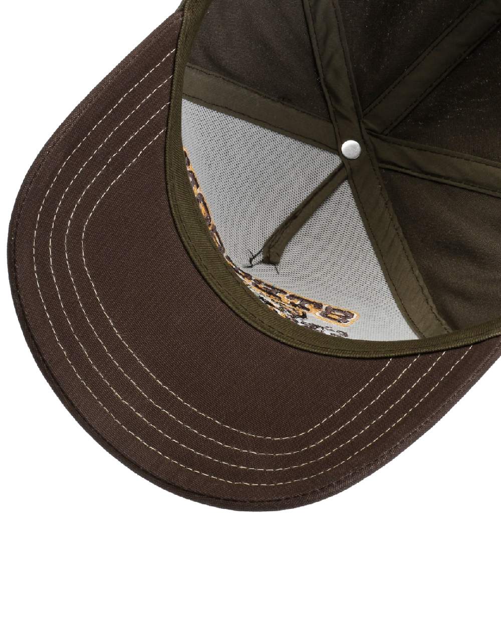 Beige Brown coloured Stetson Wild Life Since 1865 Trucker Cap on white background 