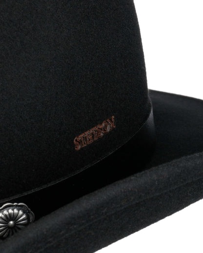 Black coloured Stetson Woolfelt Western Hat on white background 