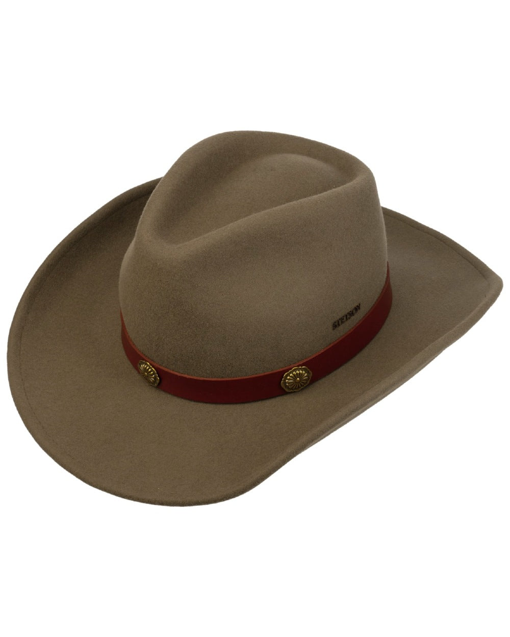 Deep Taupe coloured Stetson Woolfelt Western Hat on white background 
