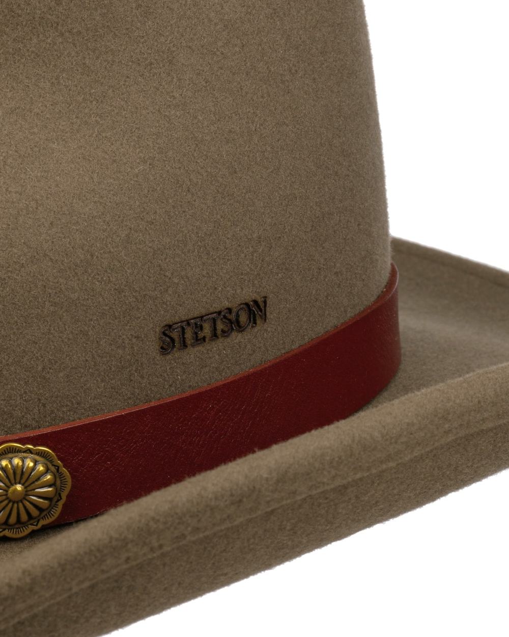 Deep Taupe coloured Stetson Woolfelt Western Hat on white background 