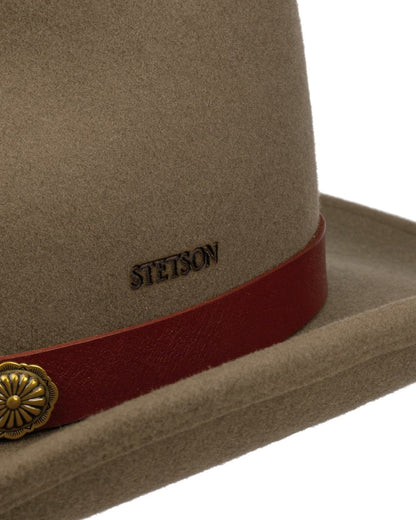 Deep Taupe coloured Stetson Woolfelt Western Hat on white background 