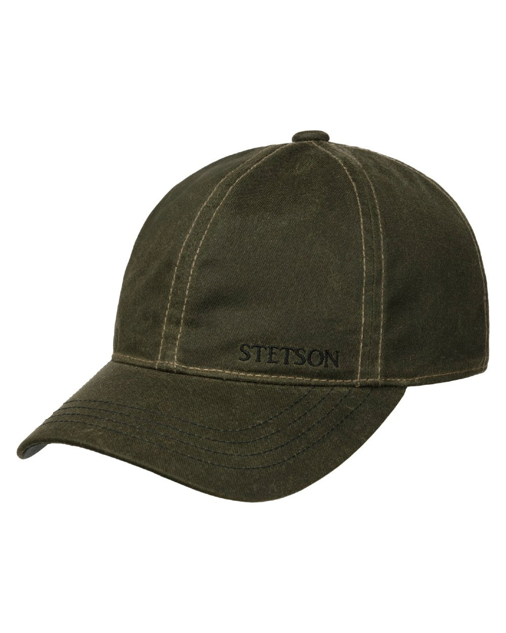 Black Olive coloured Stetson Yankton Baseball Cap on white background 
