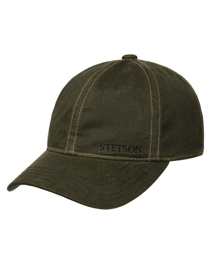 Black Olive coloured Stetson Yankton Baseball Cap on white background 