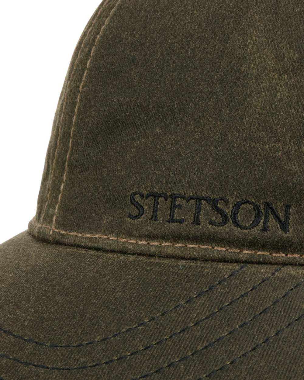 Black Olive coloured Stetson Yankton Baseball Cap on white background 
