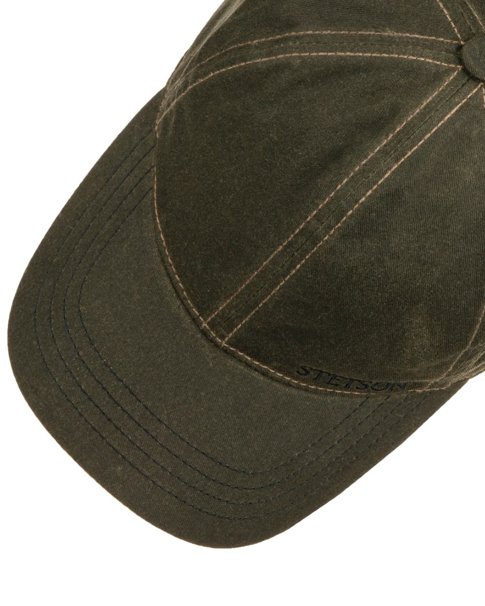 Black Olive coloured Stetson Yankton Baseball Cap on white background 