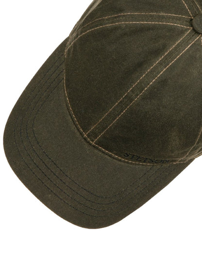 Black Olive coloured Stetson Yankton Baseball Cap on white background 