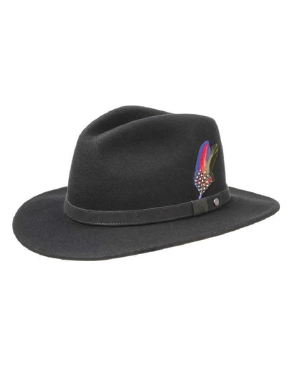 Black coloured Stetson Yutan Wool Hat on white background 