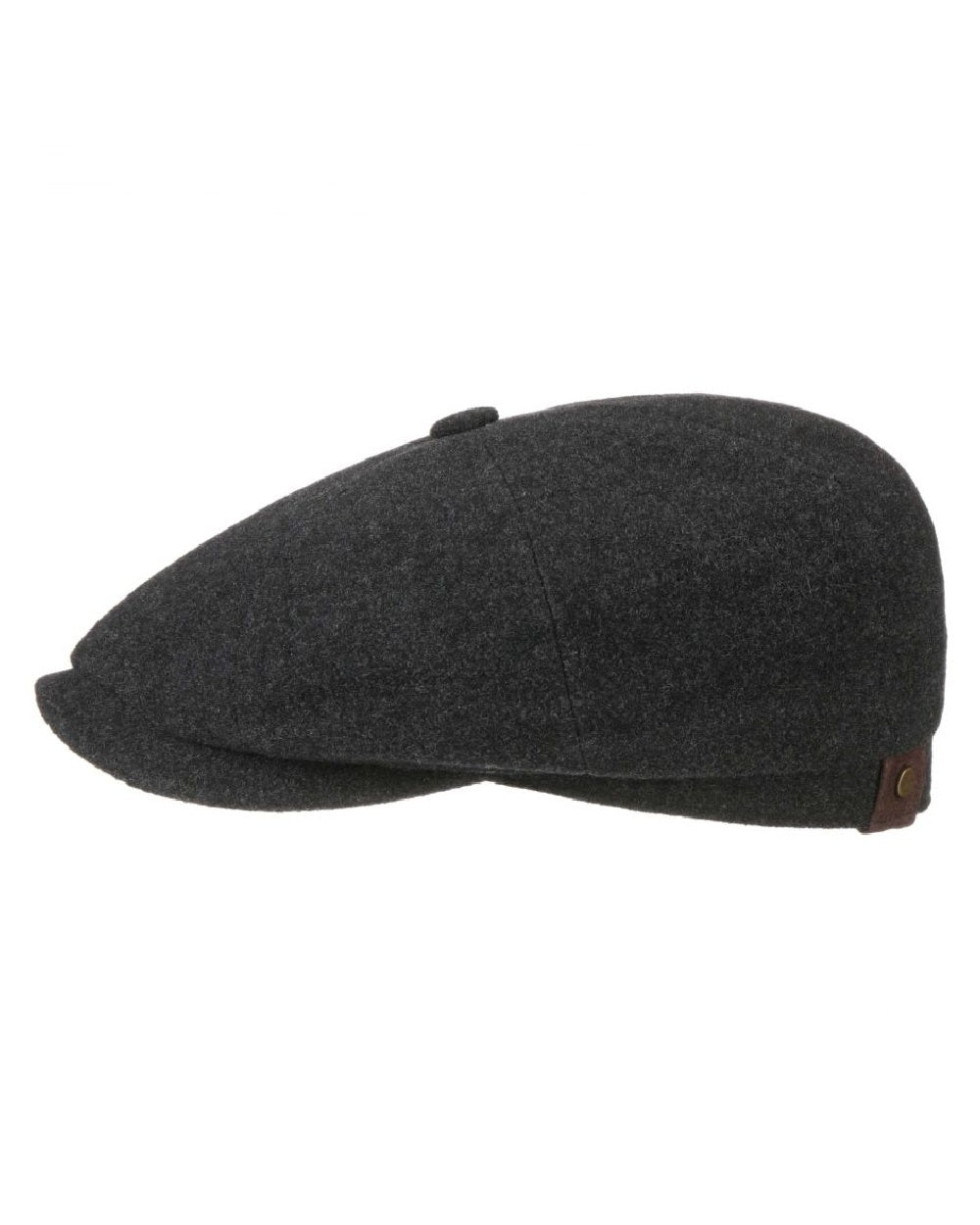 Anthracite Coloured Stetson Hatteras Noir Cap On A White Background 