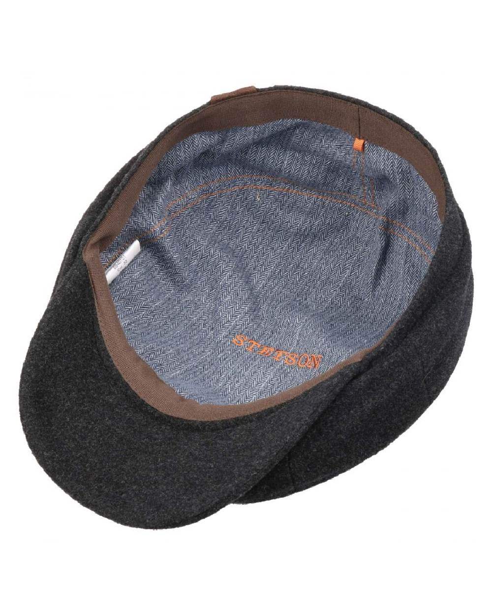 Anthracite Coloured Stetson Hatteras Noir Cap On A White Background 