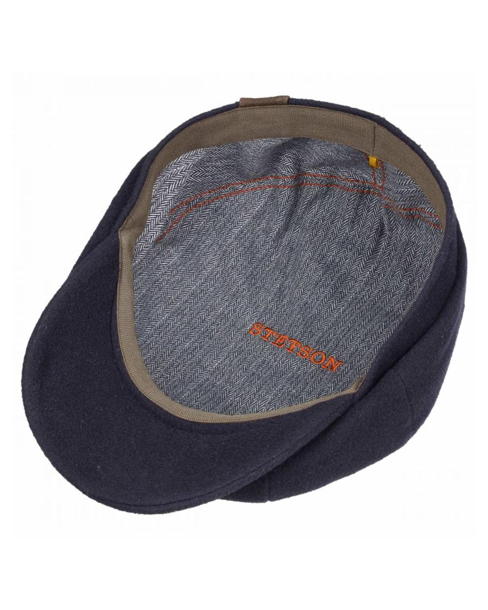 Navy Coloured Stetson Hatteras Noir Cap On A White Background 