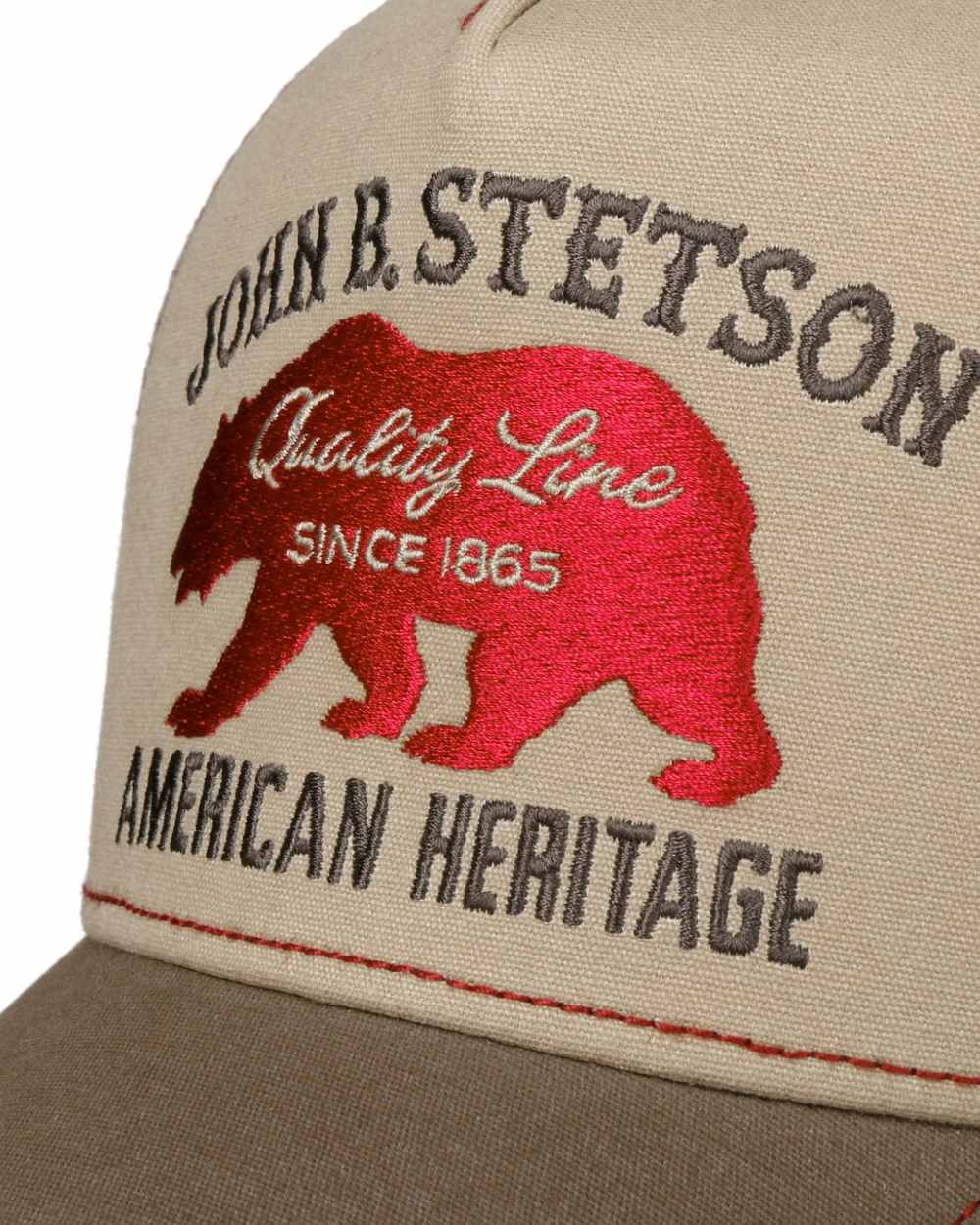 Beige Coloured Stetson Childrens JBS Bear Beige Trucker Cap on white background 