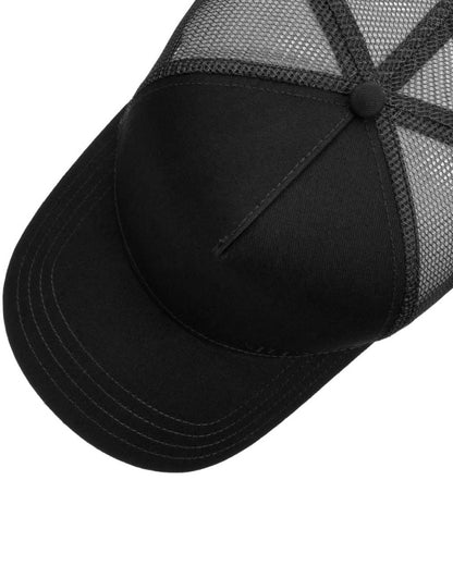 Black coloured Stetson Classic Cotton Trucker Cap on white background 