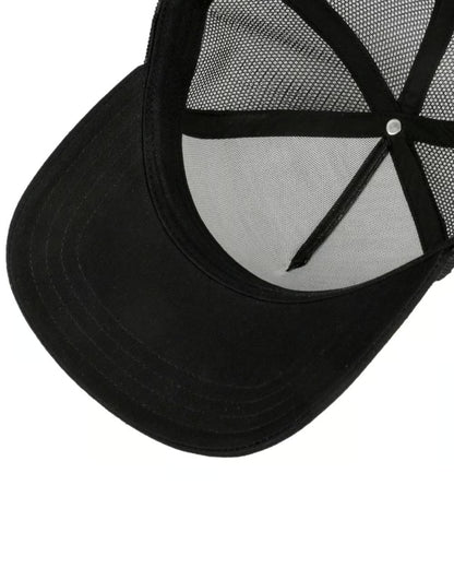 Black coloured Stetson Classic Cotton Trucker Cap on white background 