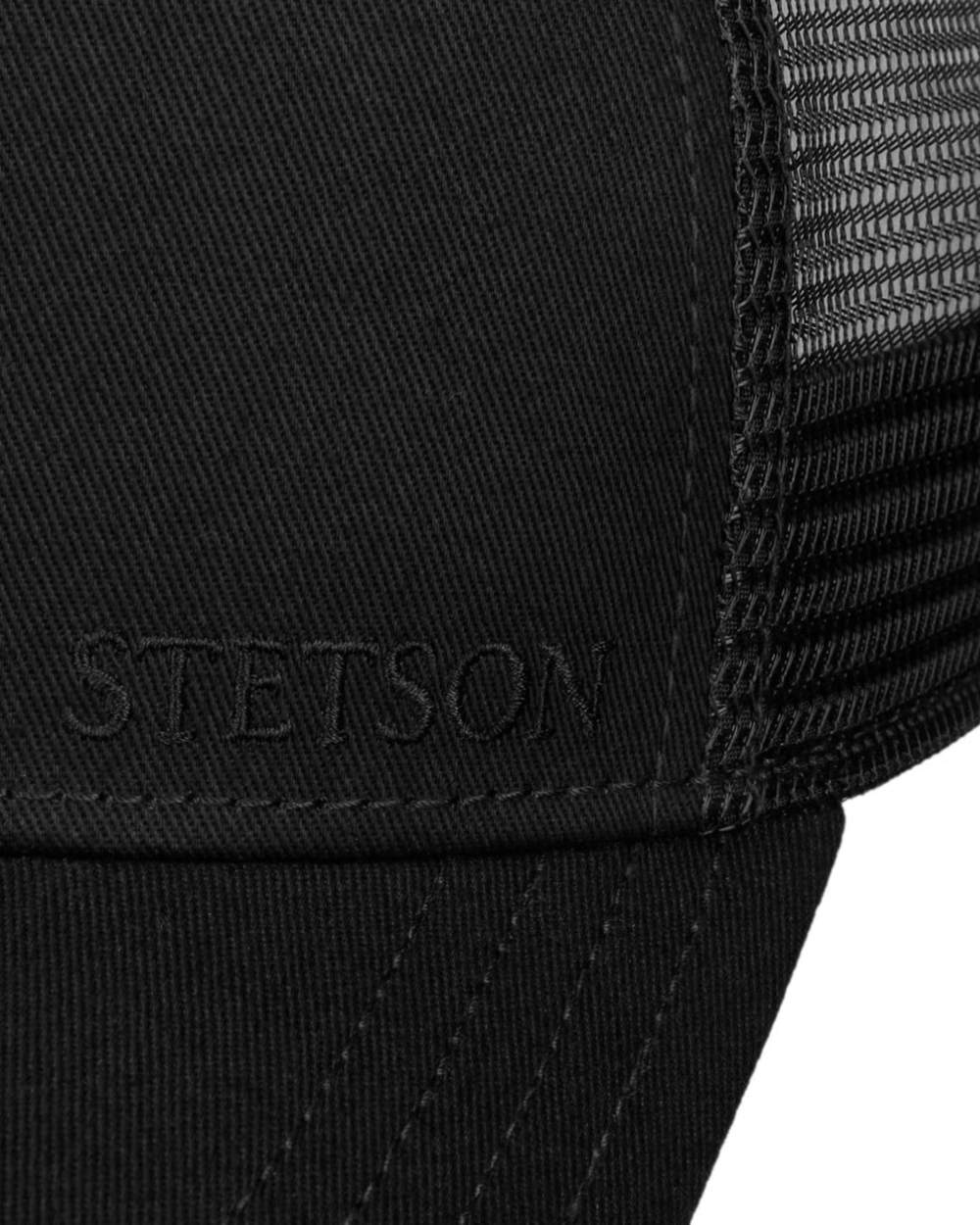 Black coloured Stetson Classic Cotton Trucker Cap on white background 