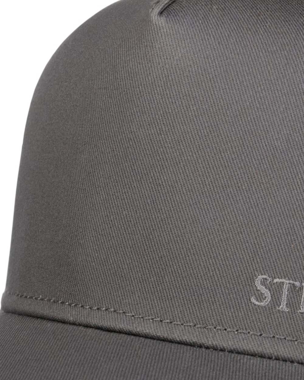 Grey coloured Stetson Classic Cotton Trucker Cap on white background 
