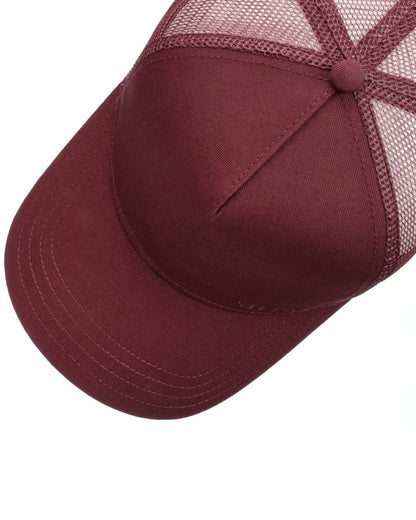 Red coloured Stetson Classic Cotton Trucker Cap on white background 