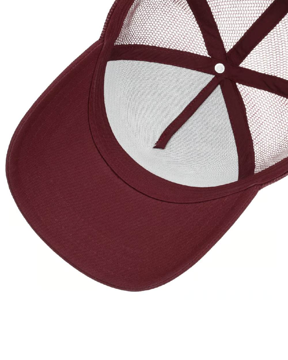 Red coloured Stetson Classic Cotton Trucker Cap on white background 