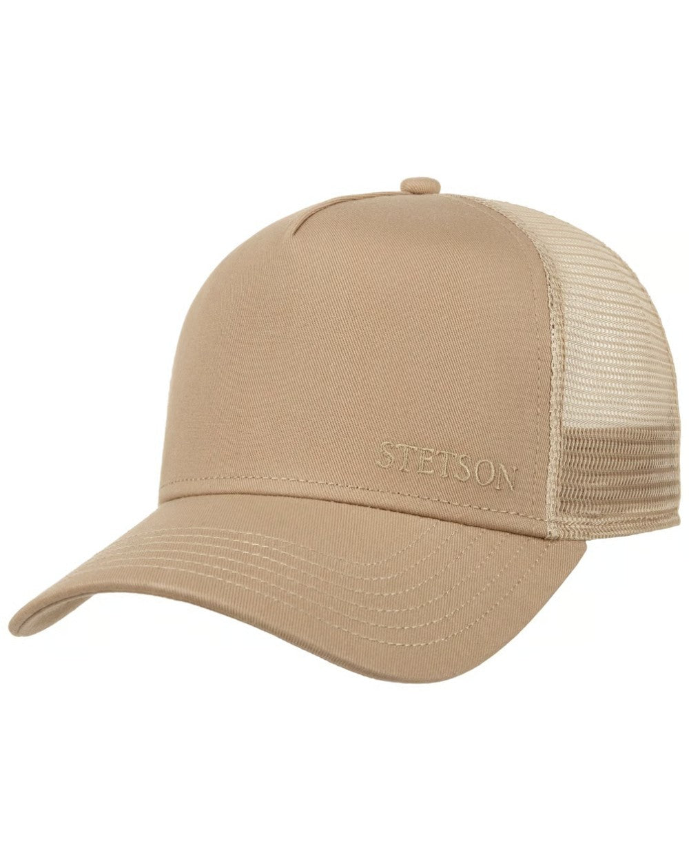 Sand coloured Stetson Classic Cotton Trucker Cap on white background 
