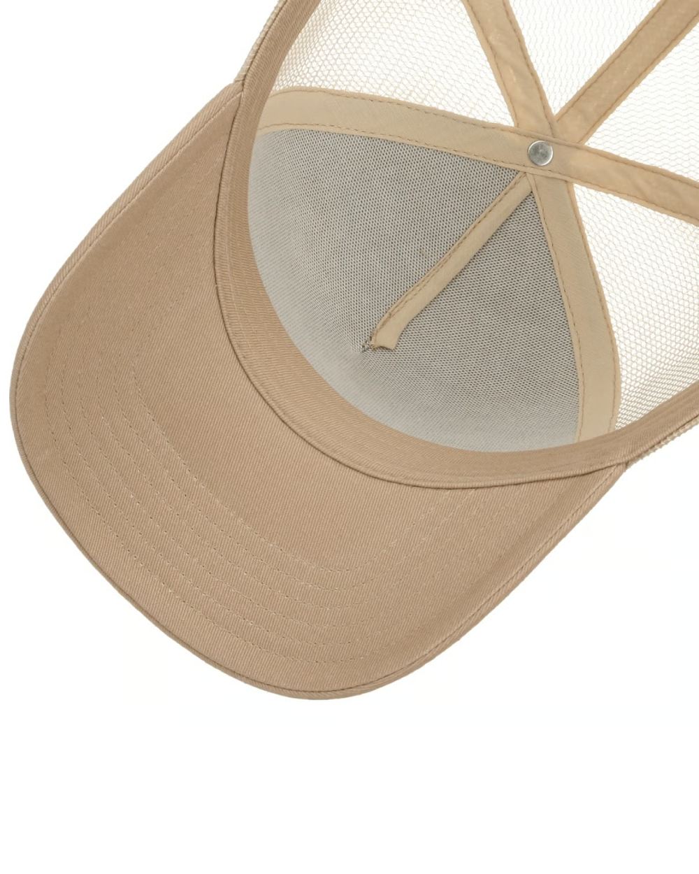 Sand coloured Stetson Classic Cotton Trucker Cap on white background 