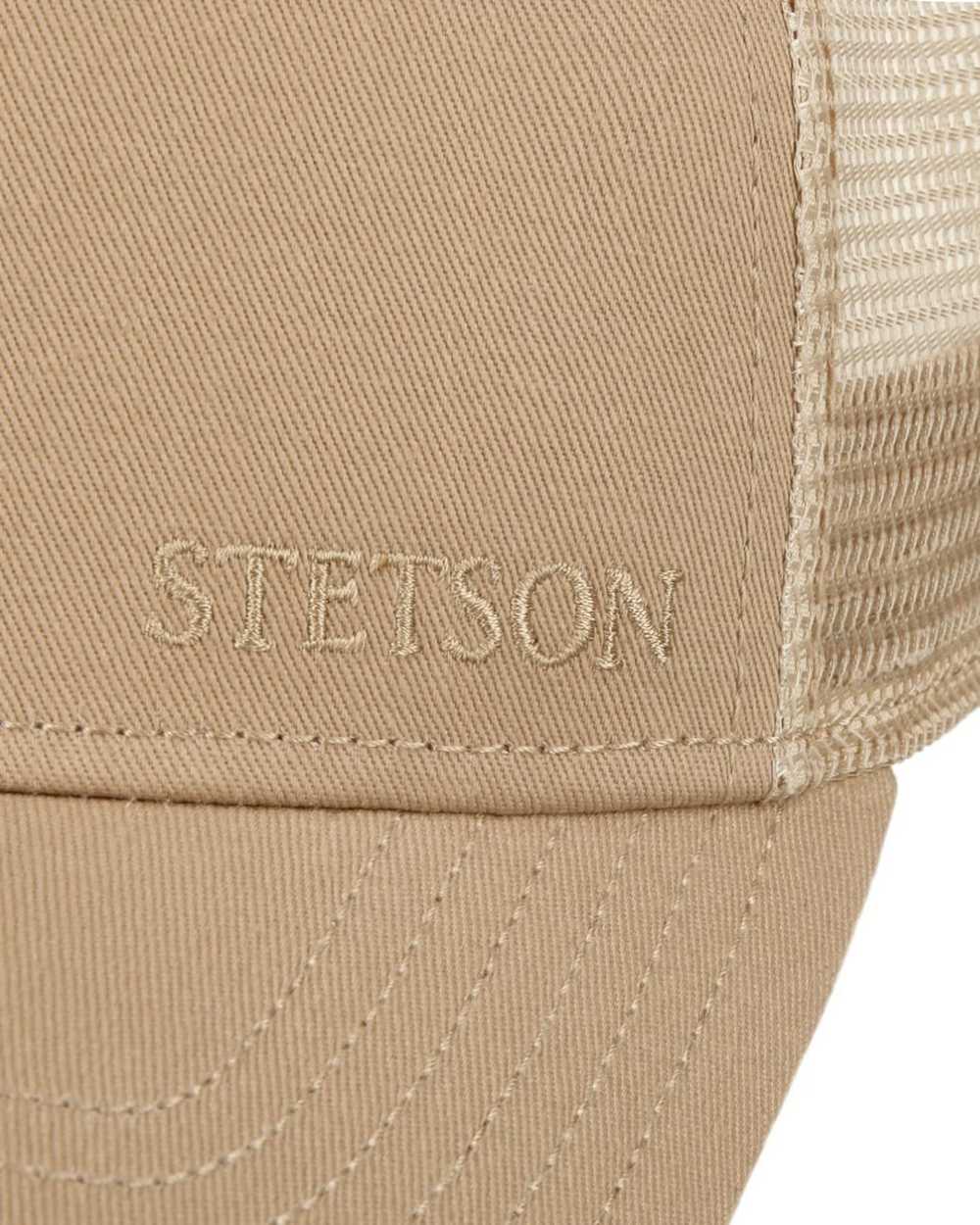 Sand coloured Stetson Classic Cotton Trucker Cap on white background 