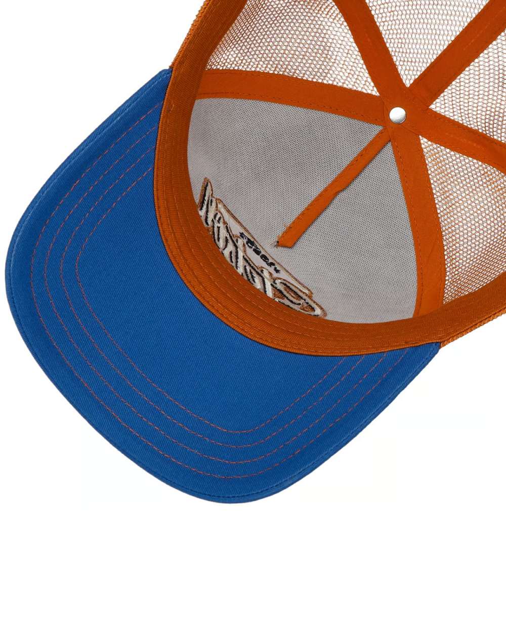 Royal Blue coloured Stetson Classic Patch Trucker Cap on white background 