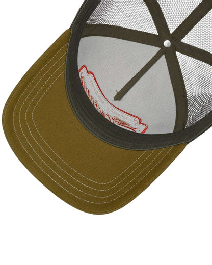 Olive Yellow coloured Stetson Classic Race Trucker Cap on white background 