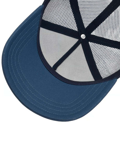 Blue coloured Stetson Engine Trucker Cap on white background 
