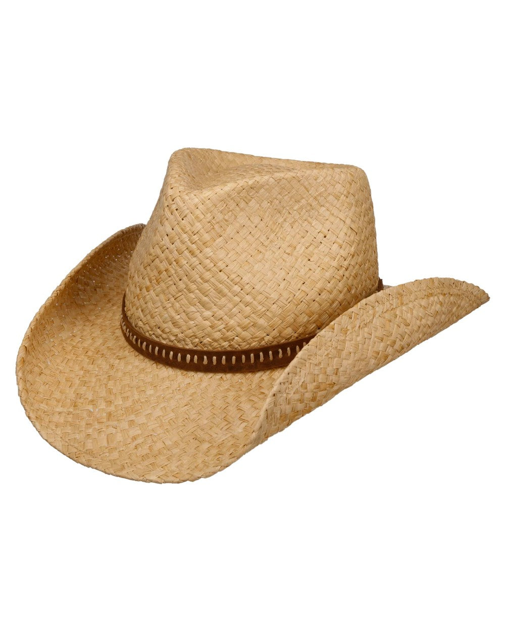 Natural coloured Stetson Fair Oaks Western Straw Hat on white background 