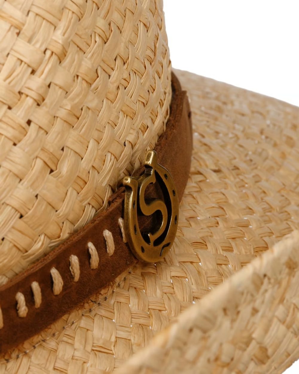 Natural coloured Stetson Fair Oaks Western Straw Hat on white background 